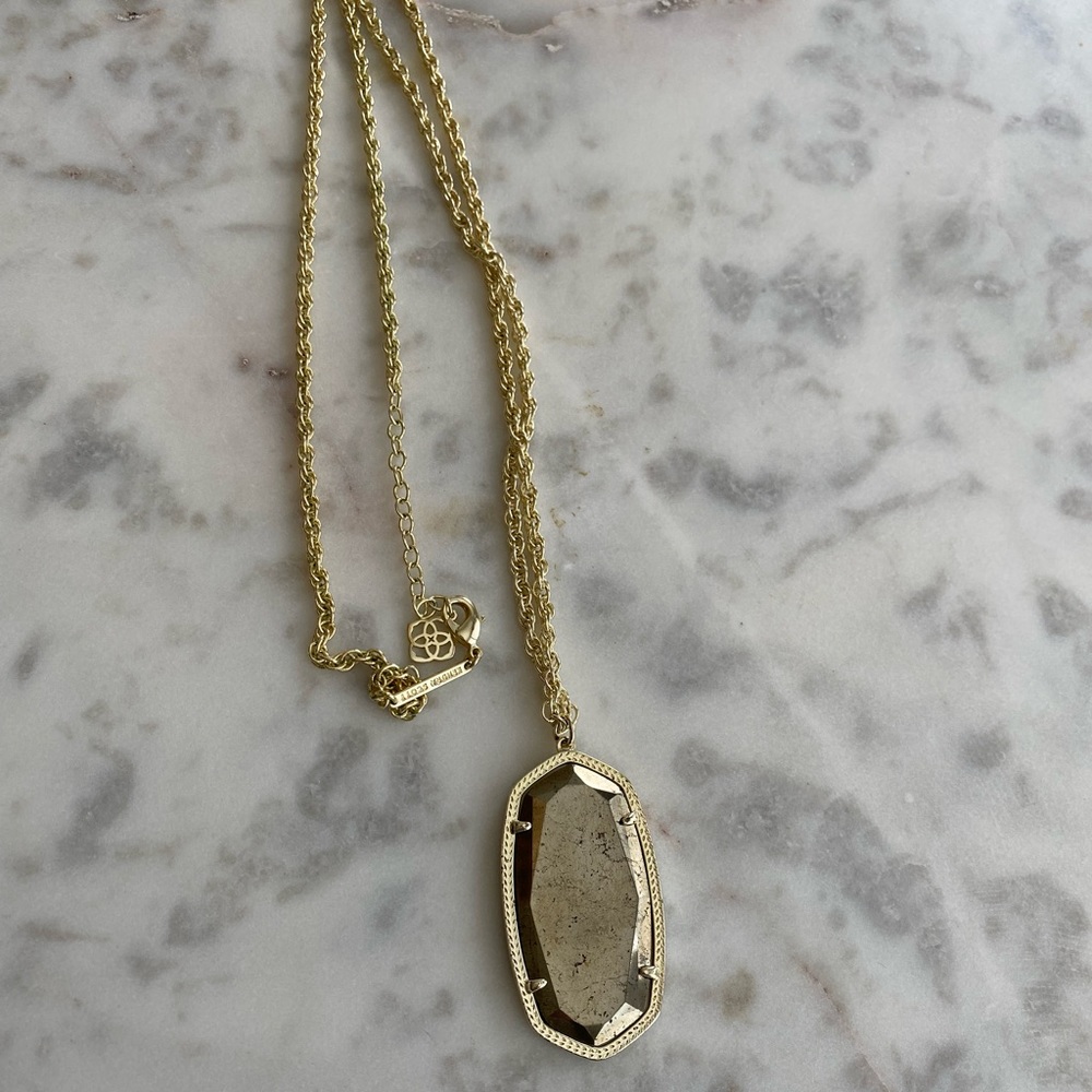 Kendra Scott Rae necklace. Faceted Pyrite stone with gold hardware